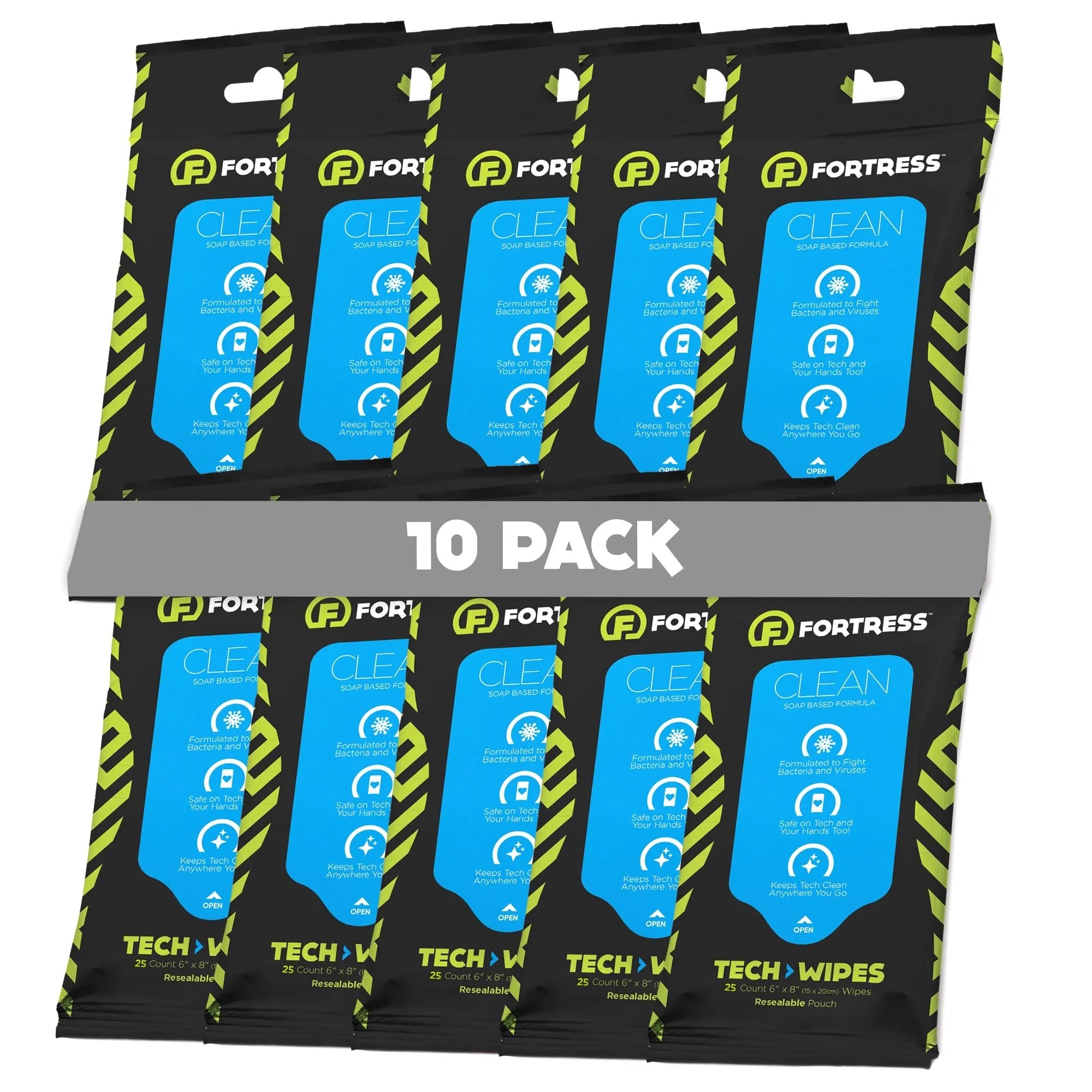 Fortress Tech Wipes (25 ct.) To-Go Disinfecting Wipes for Smartphones 10-PackYes Scooch Clean