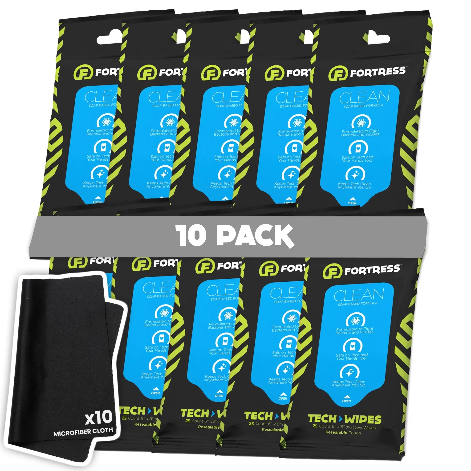Fortress Tech Wipes (25 ct.) To-Go Disinfecting Wipes for Smartphones 10-PackYes Scooch Clean