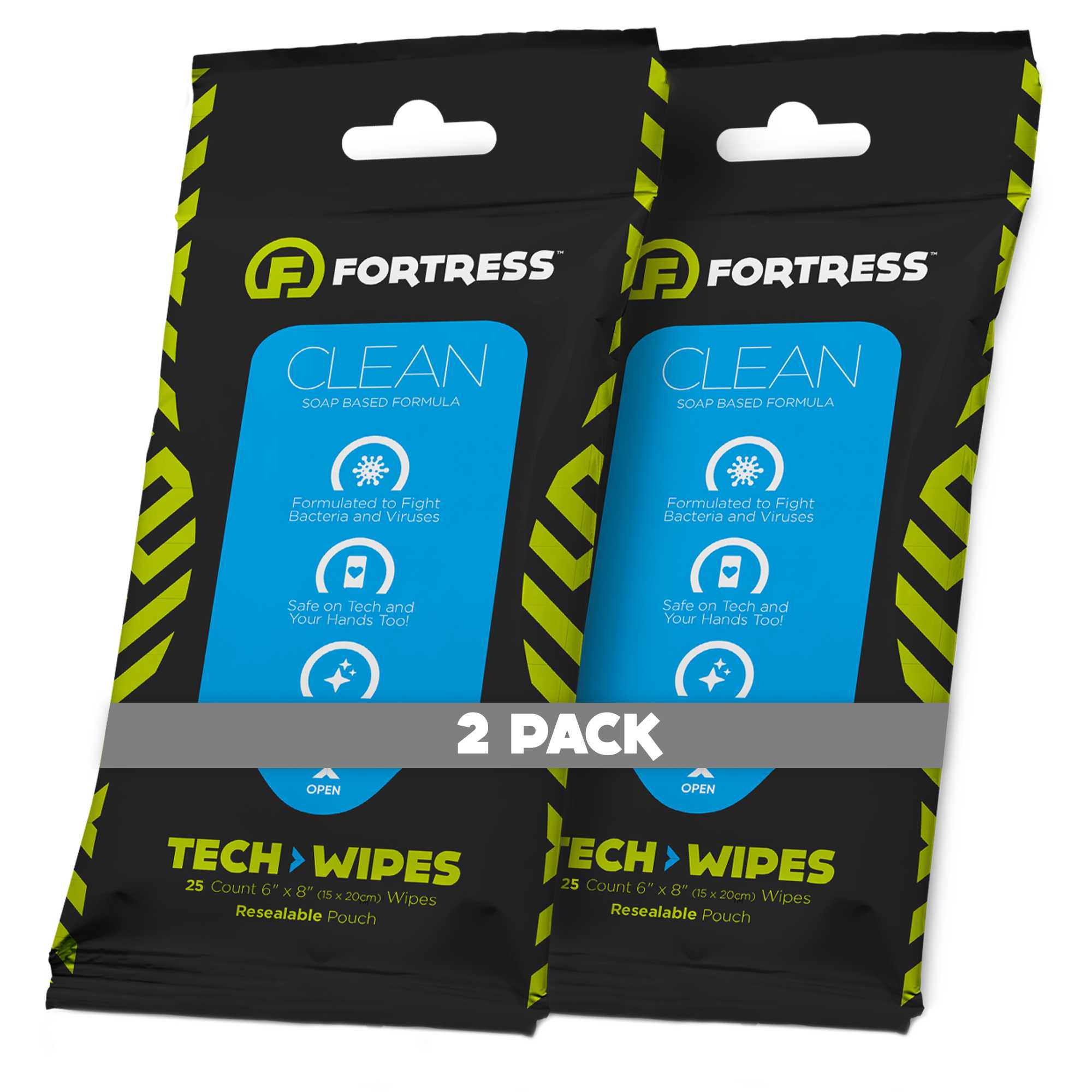 Fortress Tech Wipes (25 ct.) To-Go Disinfecting Wipes for Smartphones 2-PackNo Scooch Clean