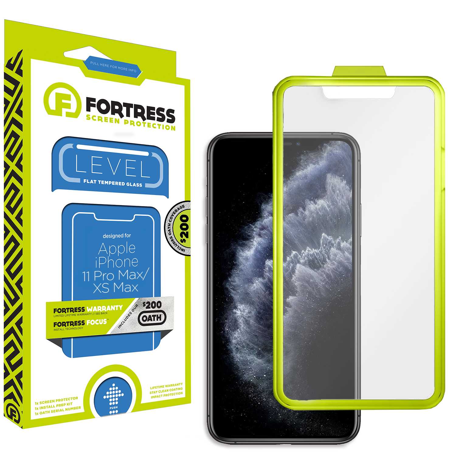 Fortress iPhone XS Max Screen Protector $200CoverageInstallTool Scooch Screen Protector