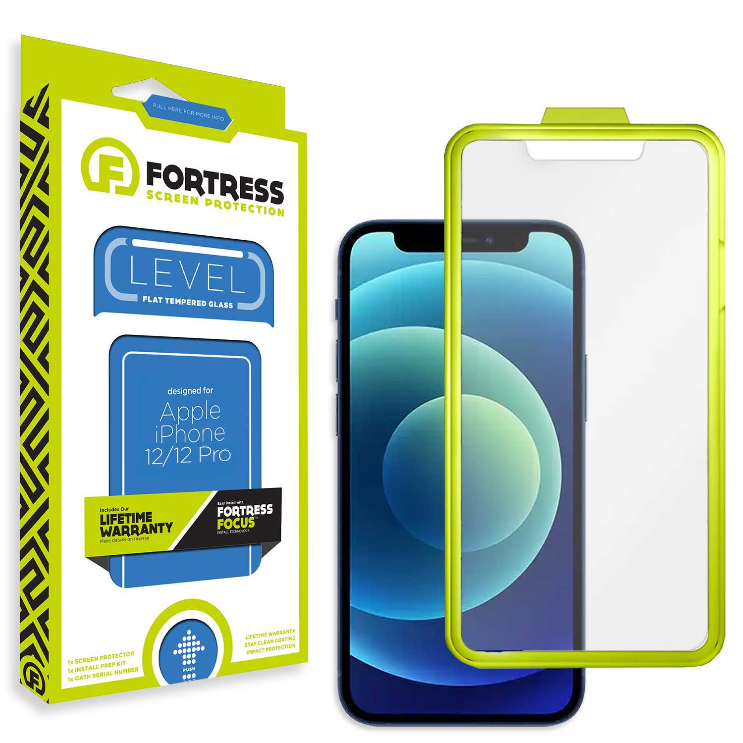 Fortress iPhone 12 Screen Protector $0CoverageInstallTool Scooch Screen Protector