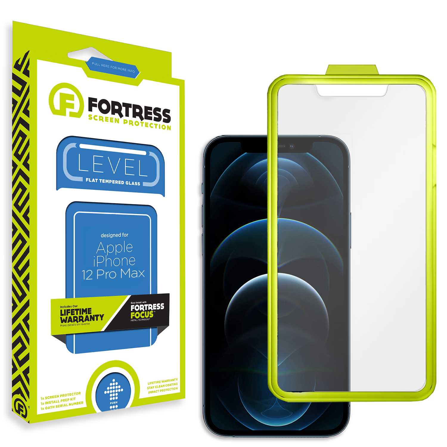 Fortress iPhone 12 Pro Max Screen Protector $0CoverageInstallTool Scooch Screen Protector