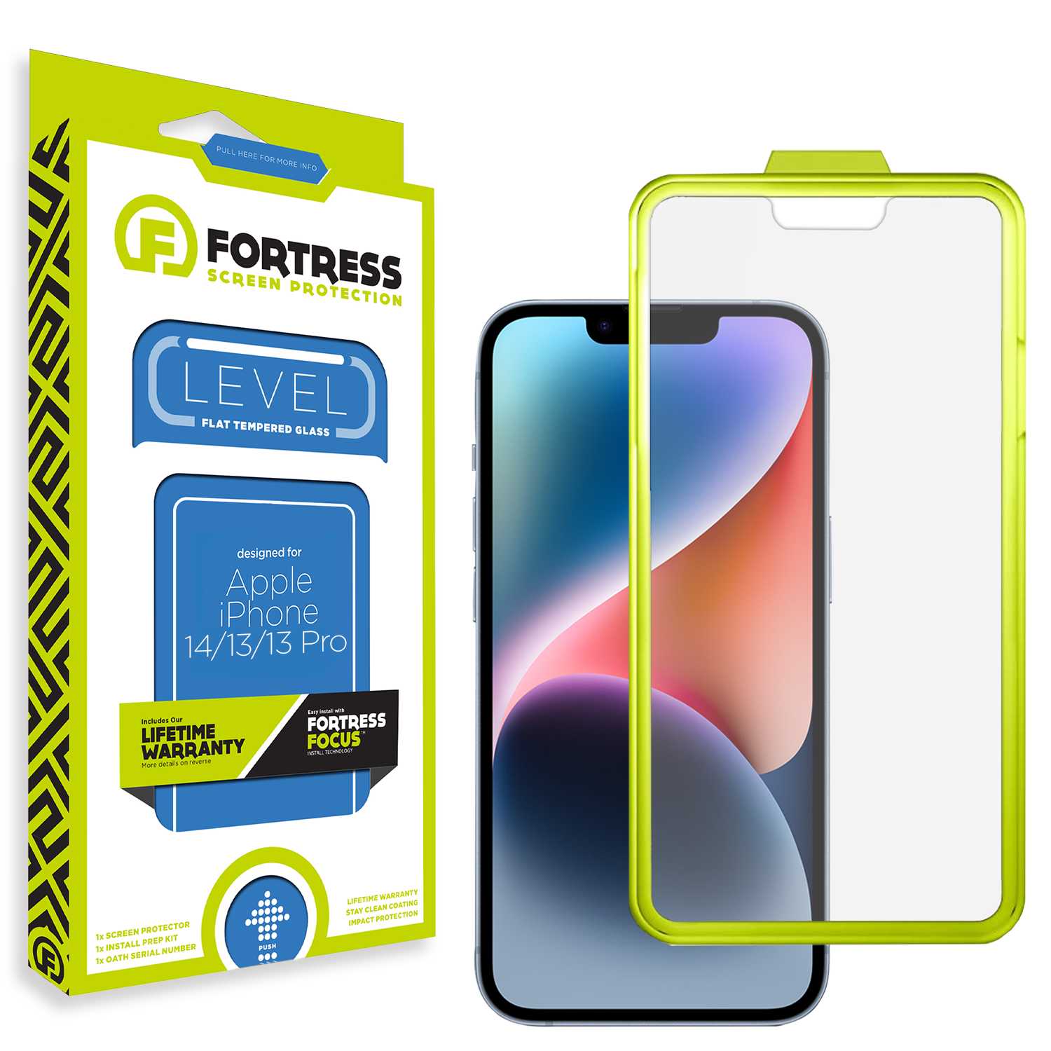 Fortress iPhone 13 Screen Protector $0CoverageInstallTool Scooch Screen Protector