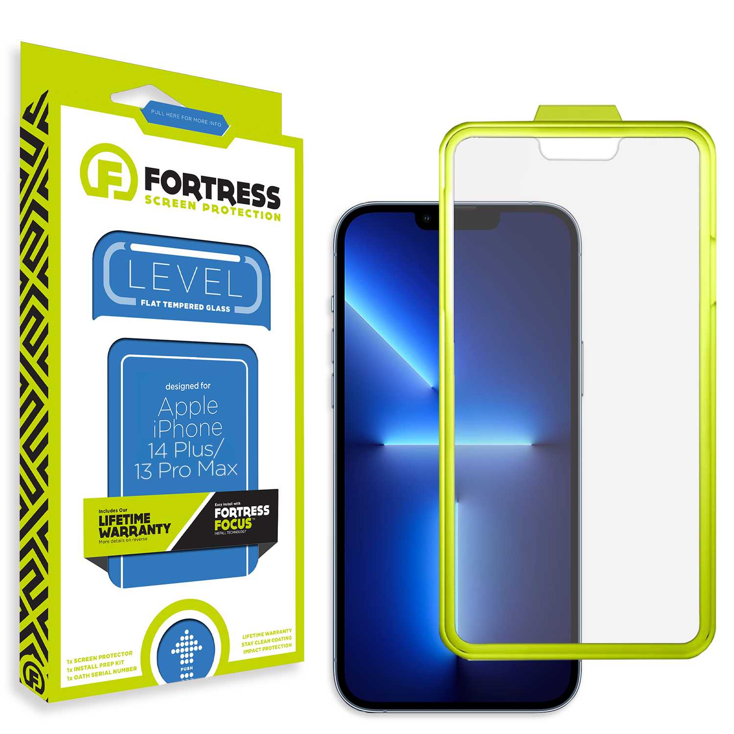 Fortress iPhone 13 Pro Max Screen Protector $0CoverageInstallTool Scooch Screen Protector