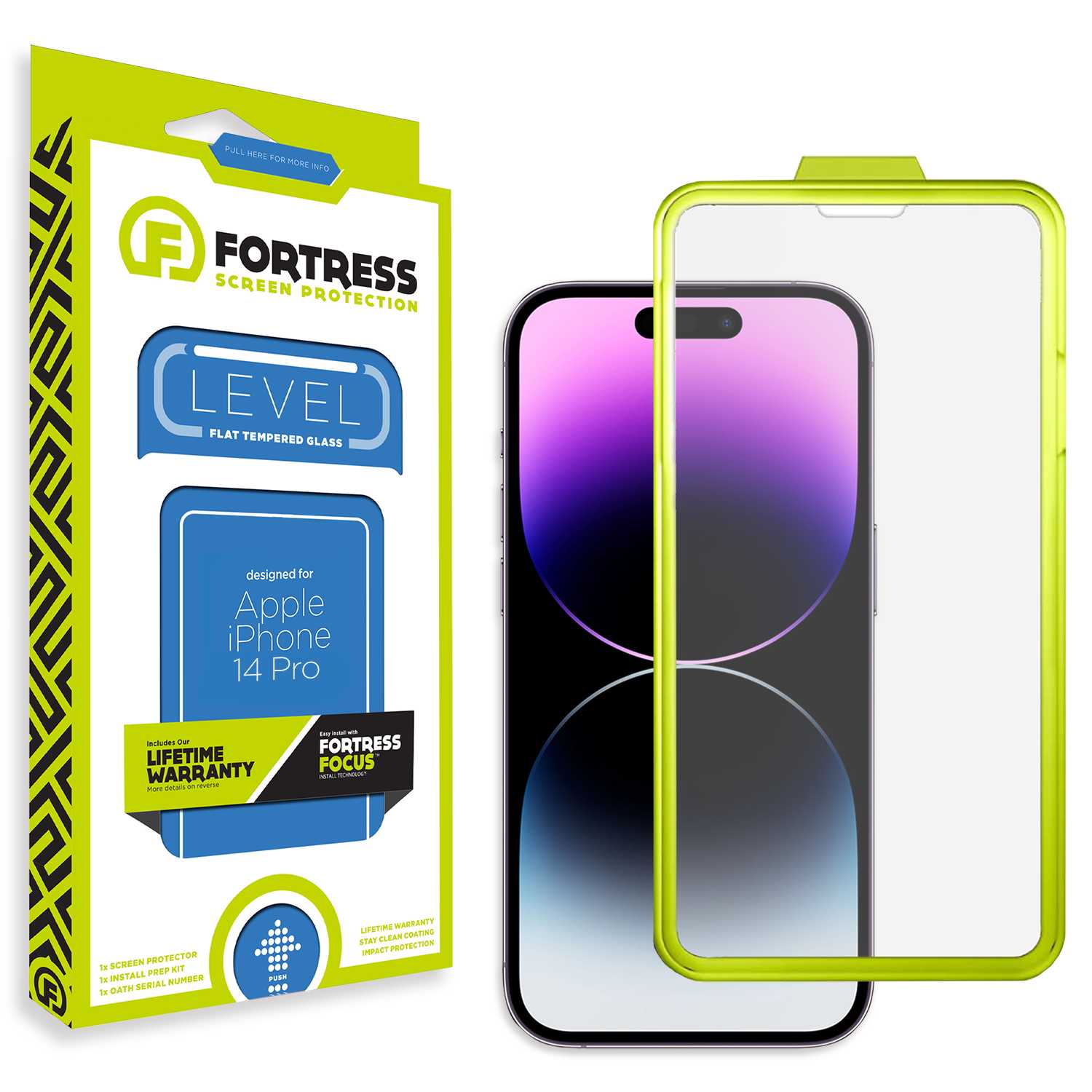 Fortress iPhone 14 Pro Screen Protector $0CoverageInstallTool Scooch Screen Protector