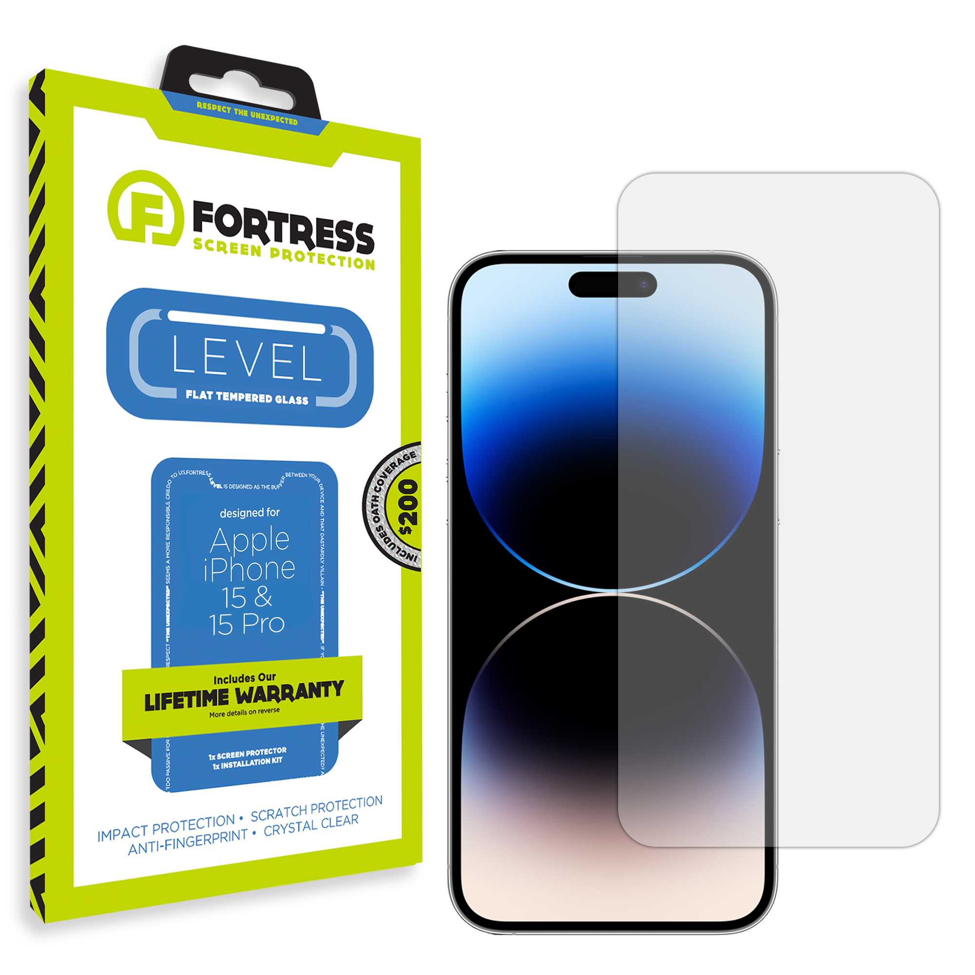 Fortress iPhone 15 Pro Screen Protector $200Coverage Scooch Screen Protector