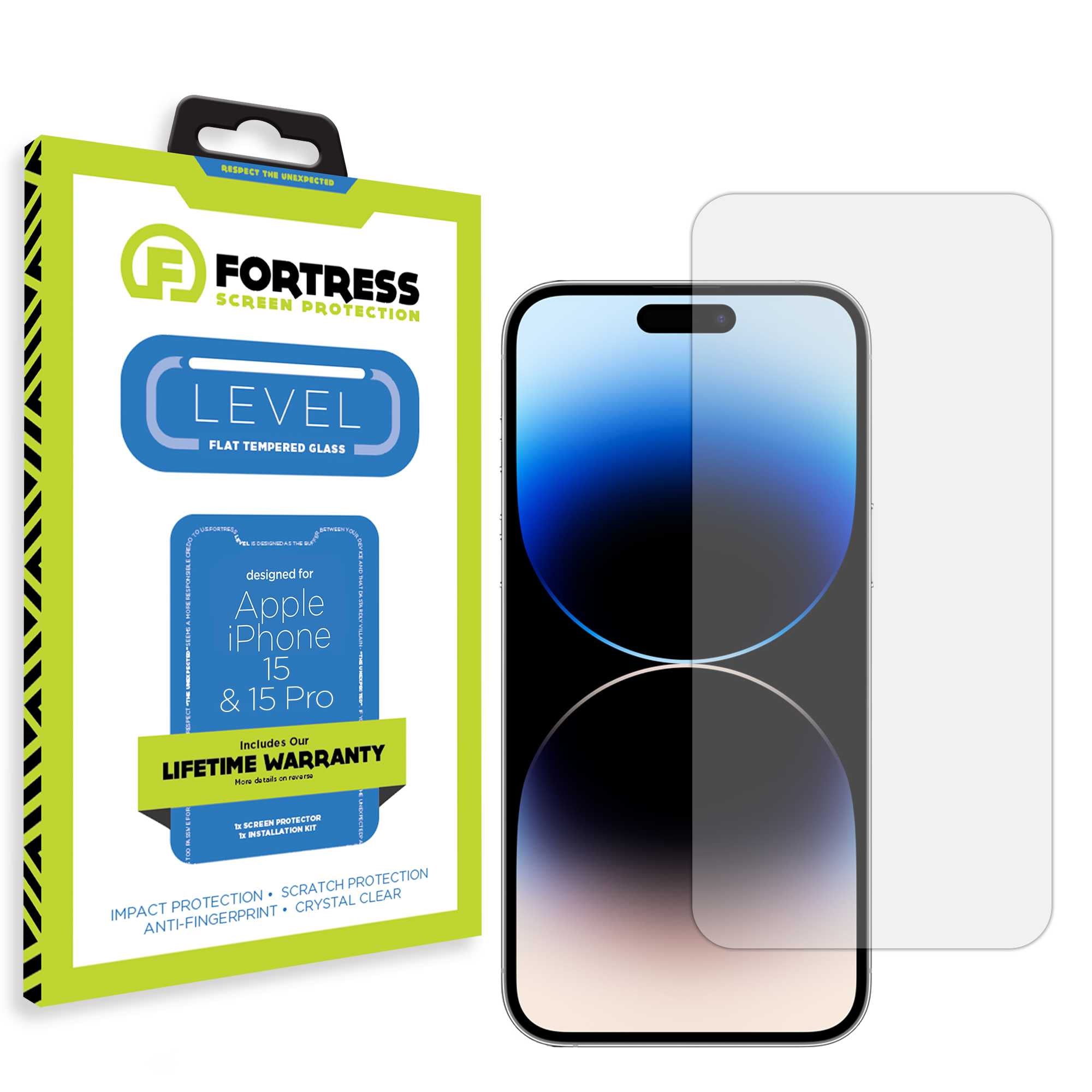 Fortress iPhone 15 Pro Screen Protector $0Coverage Scooch Screen Protector