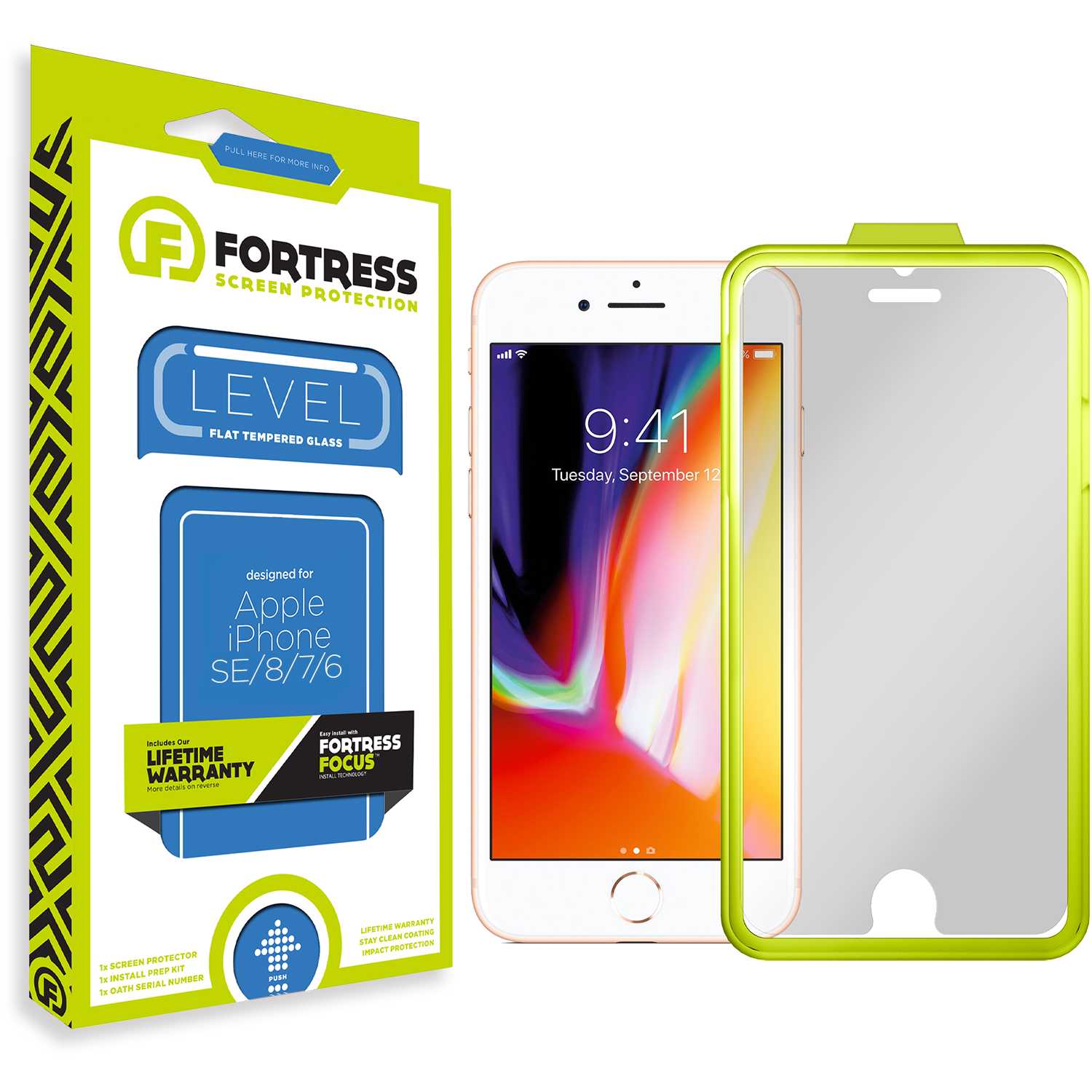 Fortress iPhone SE/8/7 Screen Protector $0CoverageInstallTool Scooch Screen Protector